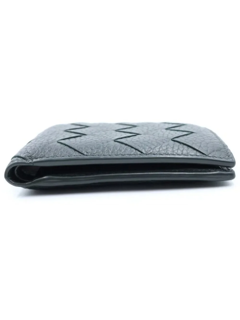 Bottega Veneta Calfskin Wallet with Intrecciato Coin Purse Bifold Black